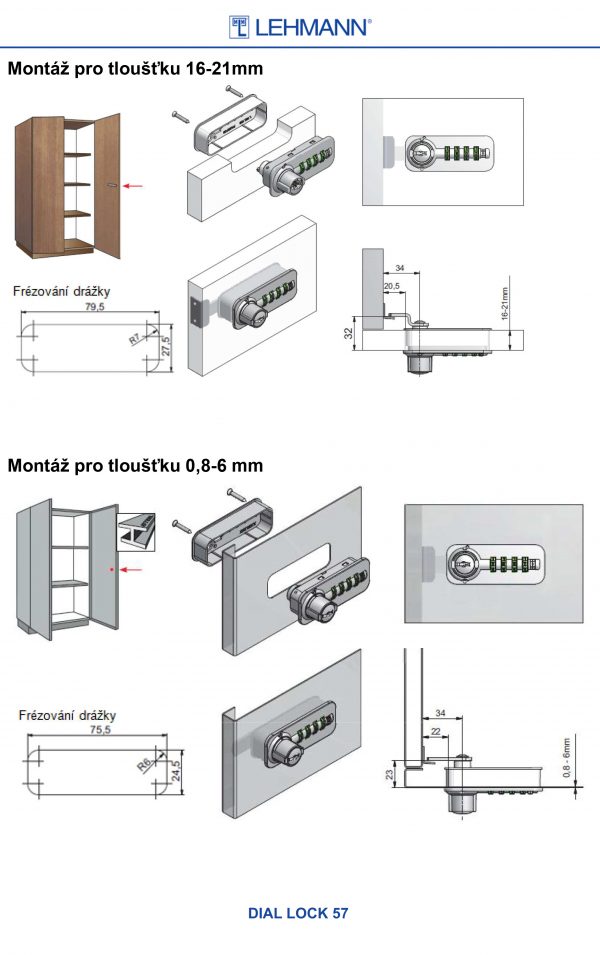 Číslicový zámek Dial lock černý, 57.01 pravý – 18,1 – 21 mm - Image 2