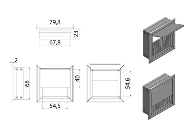 Čtvercová kabelová průchodka 80x80mm černá - Image 3