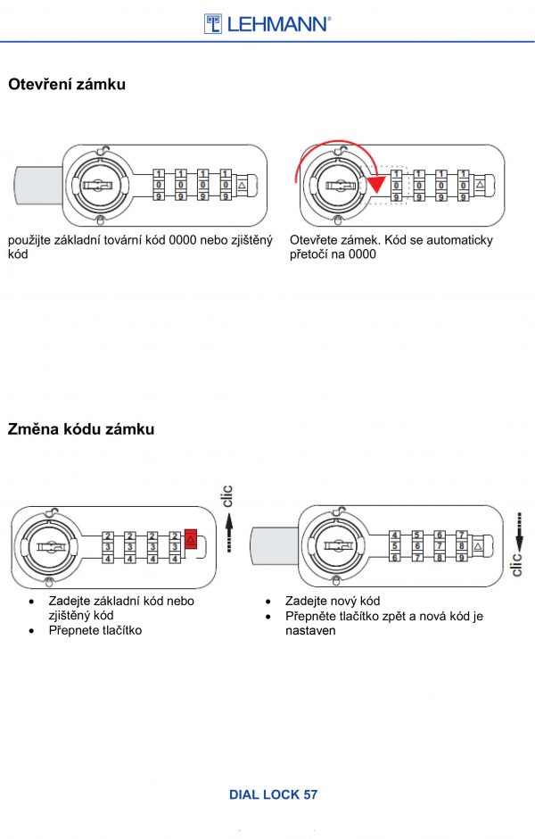 Číslicový zámek Dial lock černý, 57.01 pravý – 18,1 – 21 mm - Image 3